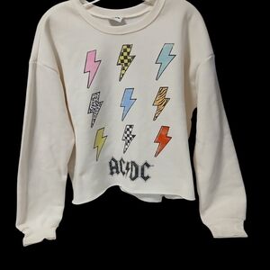 AC/DC Cream Sweatshirt with Multicolor Lightning Bolts